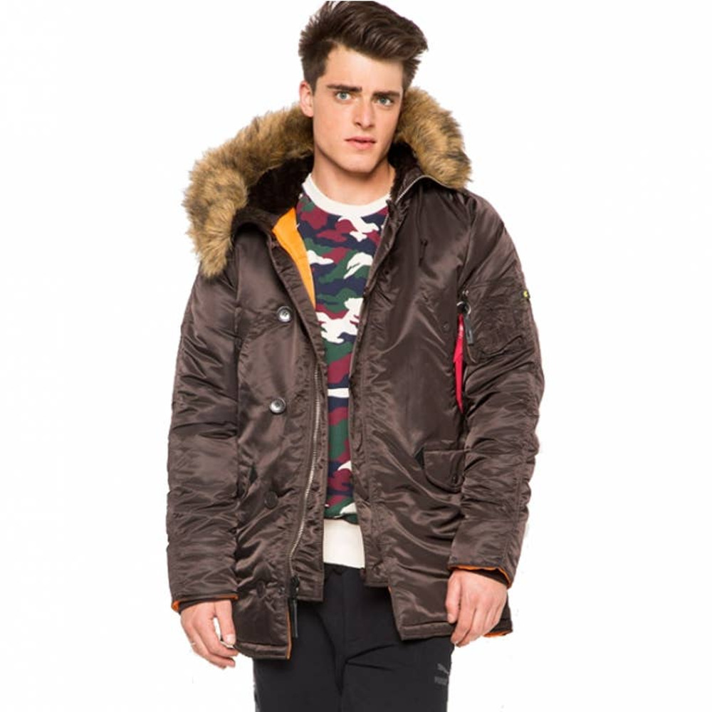 Alpha Industries NEW N-3B (N) Extreme Cold Weather Fur Hood Parka Brown Small
